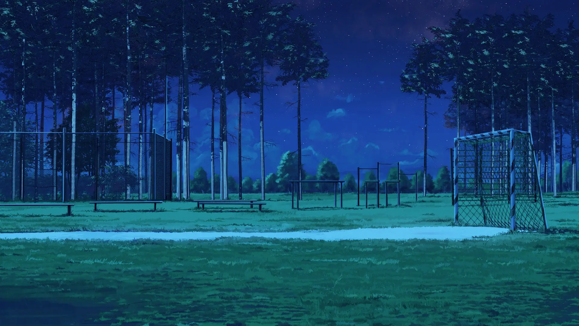 a_park_with_benches_and_trees_at_night.jpg